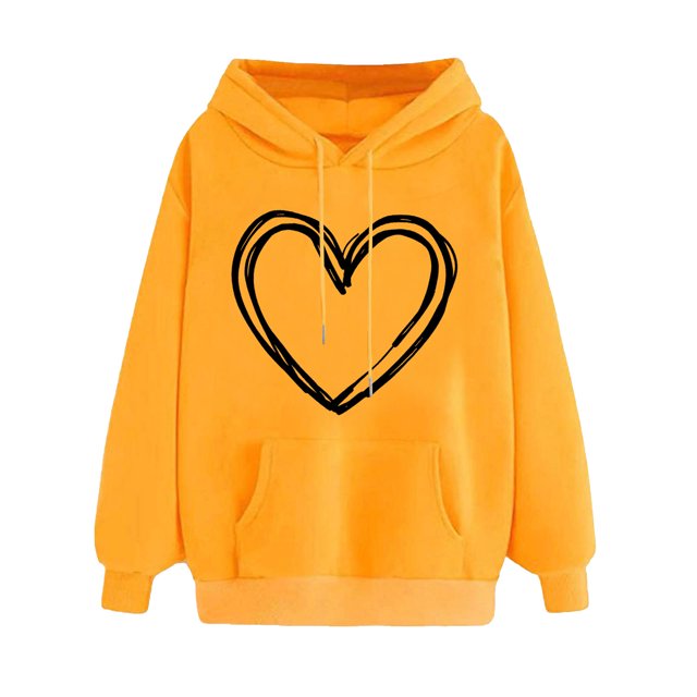 Plebaso Sweat à Capuche pour Femmes Mignon Cœur Manches Longues Décontracté avec Poches