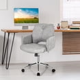 thumbnail image 2 of Giantex Tufted Chair, Height-adjustable Faux Leather Computer Desk Chair w/ Mid Back & Armrests, Rocking Accent Upholstered Swivel Armchair for Home Office, 2 of 8