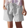 thumbnail image 1 of Admvng Linen Shorts for Women Plus Size Spring Summer Solid Color Loose Linen Casual Elastic Waist Shorts S-3XL, 1 of 6