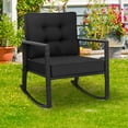 thumbnail image 4 of Gymax 2PCS Outdoor Wicker Rocking Chair Patio Rattan Single Chair Glider w/ Black Cushion, 4 of 9