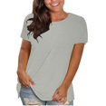 thumbnail image 2 of AherBiu Hauts Grande Taille pour Femmes Manches Courtes T-Shirts Col Rond Été Décontracté Confortable Basique T-Shirts, 2 of 4