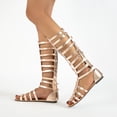 thumbnail image 4 of TrendOFT Sandales à Assise Plantaire pour Femmes Dames Hautes Chaussures d'Été Mode Bottes Rétro Décontractées Genou Sandales Plateforme pour Femmes Or 41, 4 of 9
