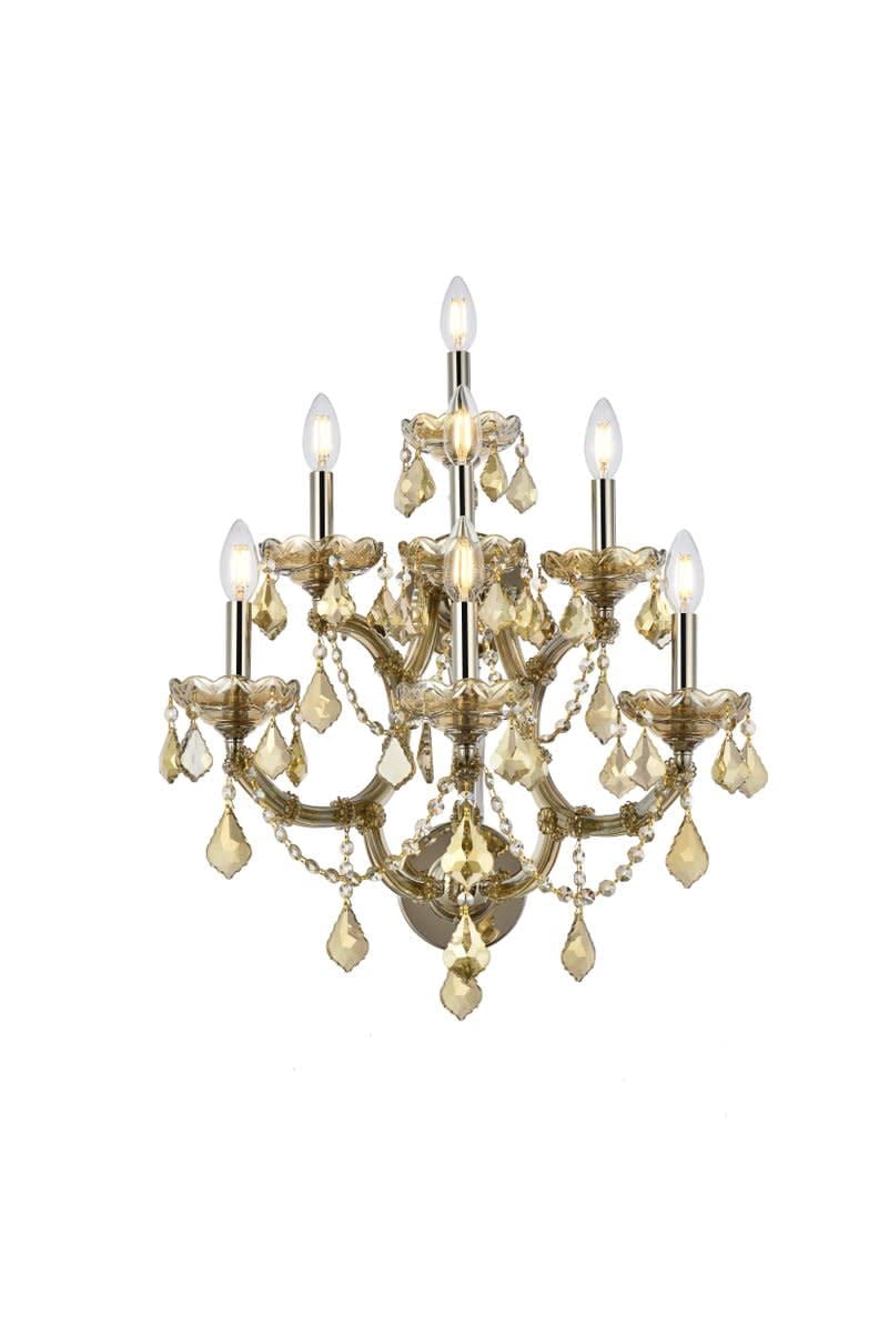 Elegant Lighting Maria Theresa Transitional 7 Light E12 Golden Teak Wall Sconce