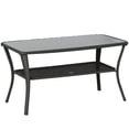 thumbnail image 1 of Outsunny Rattan Outdoor Coffee Table w/ 2-Layer Storage Shelf, Black, 1 of 10