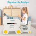 thumbnail image 3 of Costway Kids Drawing Table & Chair Set for Reading Playing with Pens & Blackboard Eraser Blue, 3 of 10