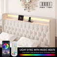 thumbnail image 4 of Homfa Queen Size LED Bed Frame with Outlets and USB Ports & Display Platform, 2 Storage Drawers Modern Crystal Button Tufted Upholstered Platform Bed Frame, Beige, 4 of 8