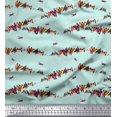thumbnail image 1 of Soimoi polyester Crepe Fabric Colorful Bird Print Fabric by the Yard 52 Inch Wide, 1 of 3