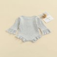 thumbnail image 2 of Barboteuse à Volants en Tricot Côtelé à Manches Longues pour Bébé Fille, Justaucorps, Cache-Couche, Hauts, 2 of 6