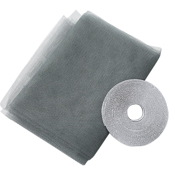 DIY Gray Polyester Mosquito Window Screen with 5.6m Hook & Loop Fasteners, 1.5x2m Self-Adhesive Fly Bug Protection Net for Home Bedroom Kitchen Balcony, Easy Install Removable Practical Screening