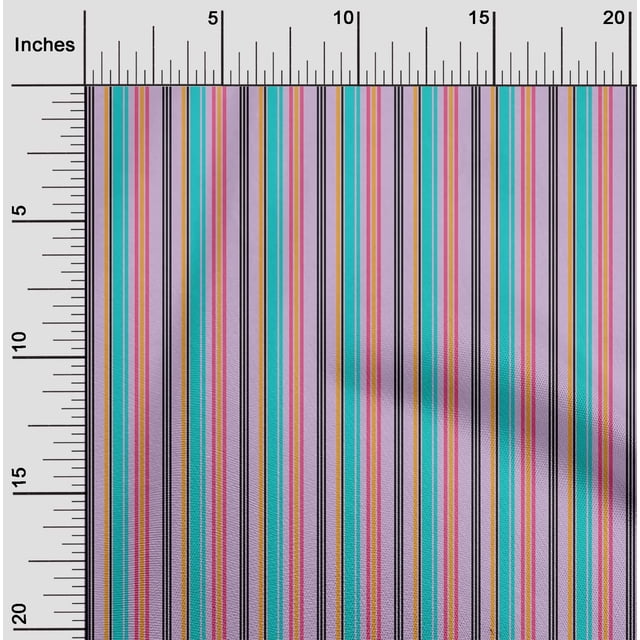 oneOone Cotton Poplin Fabric Multicolor Stripe Printed Craft Fabric BTY 56 Inch Wide