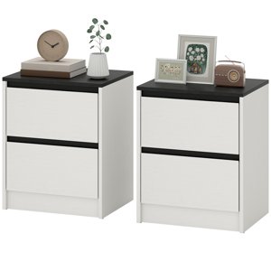 CoSoTower Nightstands Set of 2, Modern Bedside Tables with 2 Drawers, End Side Tables for Bedroom, White
