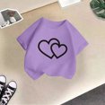 thumbnail image 5 of LUOGENLI T-Shirt pour Filles Enfant Filles Mignon Graphique Col Rond Manches Courtes Tee Été Décontracté T-Shirt Maxi Chemises pour Filles 2025 Vacances Violet 3-4 Ans, 5 of 5