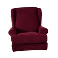 thumbnail image 3 of 2-Piece Wing Back Armchair Covers Wing Sofa Slipcovers Replacement Red Burgundy, 3 of 8