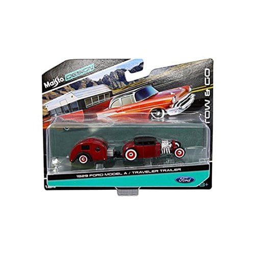 Maisto 15368M 1941 Willys Matt Black and Traveler Trailer Tow & Go 1/64 Diecast Model by Maisto