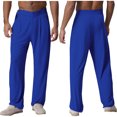thumbnail image 5 of YiZYiF Men's Latin Dance Pant Salsa Rumba Tango Competition Ballroom Practice Pants Trousers Blue L, 5 of 5