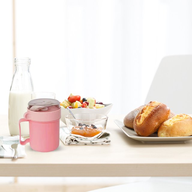 Cqxid Vaisselle à Moins de 5 $ Gobelet à Soupe Portable en Plastique 500 m avec Couvercle Boîte à Lunch Contenant Alimentaire Tasse de Déjeuner Pot Alimentaire Tasse à Soupe au Lait avec Cuillère Boîte Bento Étanche