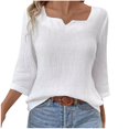 thumbnail image 2 of RXIRUCGD Hauts Amples à Manches Longues pour Femmes, Couleur Unie, Col Ras du Cou, Patchwork en Dentelle, Blanc, Taille : L, 2 of 7