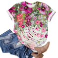 thumbnail image 5 of Économies du Printemps! CEHVOM T-Shirts Graphiques Floraux pour Femmes, T-Shirt à Manches Courtes Boho à Imprimé Paysage Floral pour Femmes, Col Rond Ample Décontracté d'Été Décontracté Ample Basique Confortable T-Shirts Boho Hauts 2023, 5 of 5
