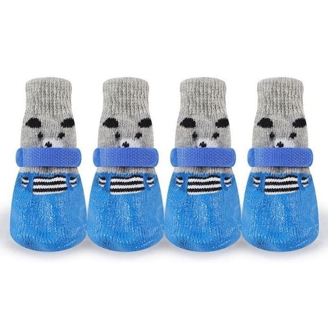 Dog Boots for Small Dogs | Paw Protector Shoes with Anti-Slip Soles | Waterproof Rubber Dog Socks for Rain, Snow & Mud | Set of 4 Pet Booties for Indoor & Outdoor Use