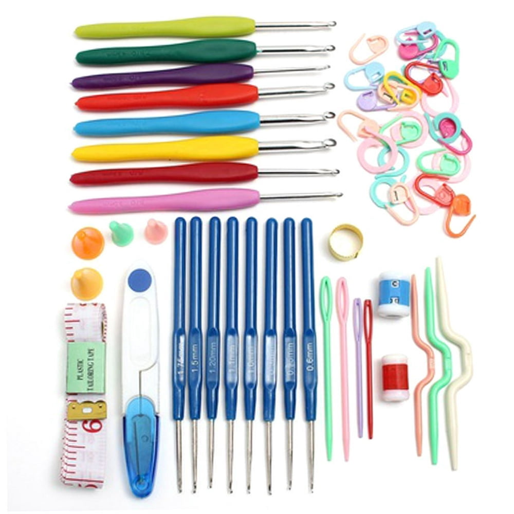 16 Size Of Crochet Knitted Set 57 Pin Knitting Multicolor Crochet Hooks Needles Stitches Loom Yarn Tool For DIY Crafts Sewing
