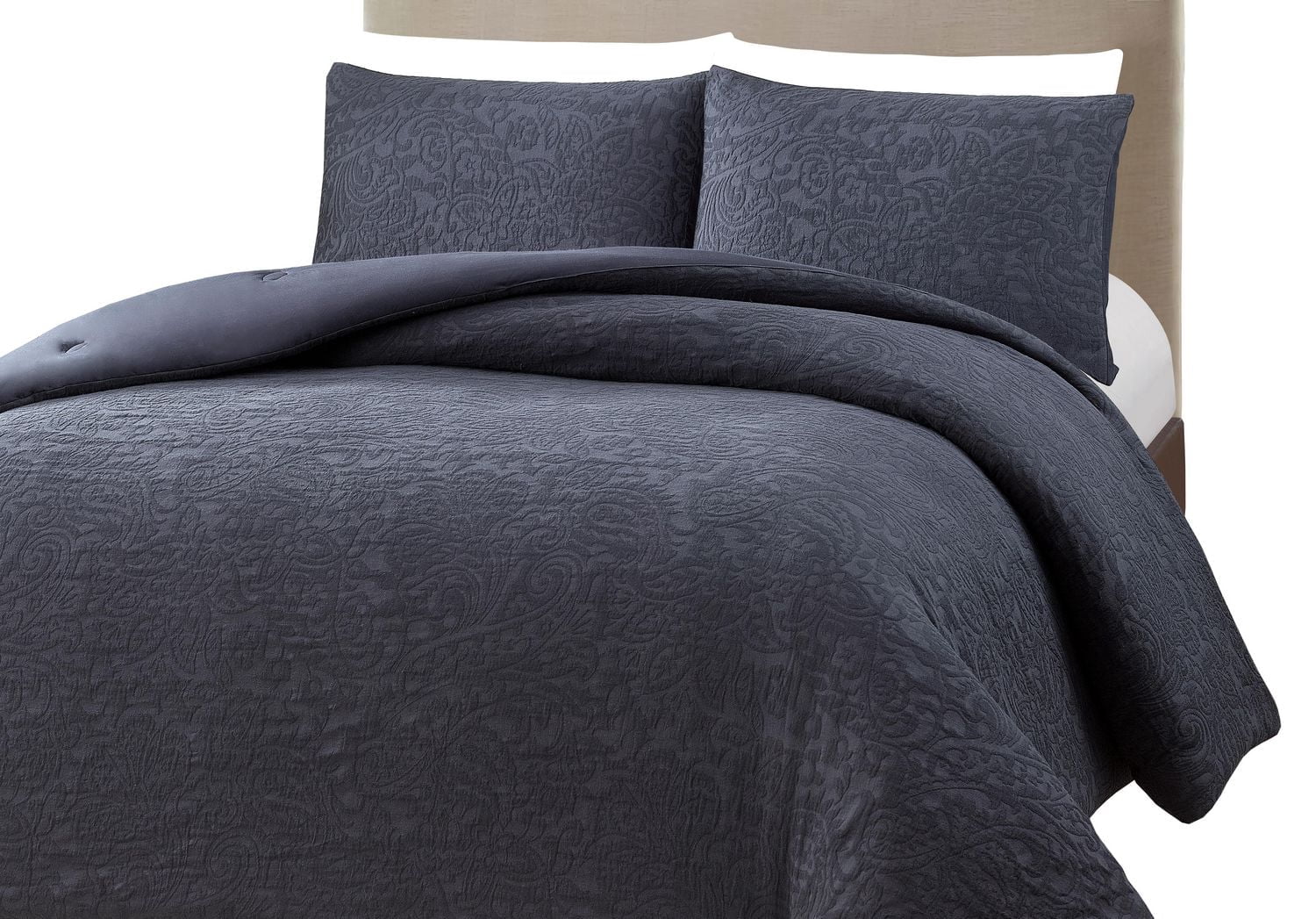 Better Homes & Gardens Paisley Matelasse 3-Piece Comforter Set, Grey, King, All Ages