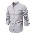 thumbnail image 1 of RXIRUCGD Chemise Blouse pour Homme, Mode Décontractée, Couleur Unie, Manches Longues, Col Rabattu, Gris, Taille : 2TG, 1 of 2