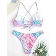 thumbnail image 3 of Women's Scale Print Lace-up Crisscross Bralette Bikini Set Swimsuit, 3 of 6