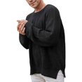 thumbnail image 1 of PMUYBHF Homme Hommes Veste en Jean Noire Chandail à Capuchon Uni et Hiver Automne Manche Col Rond Cardigan Chandail Blouse Chandail Long pour Homme Chandails pour Homme Pulls TG, 1 of 7