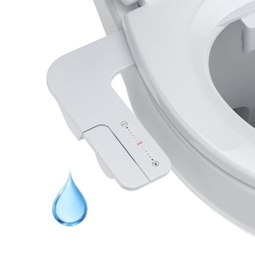 Bidet Accessoire de Toilette Non Électrique avec Doubles Buses, Pression d'Eau Réglable et Entrée en Acier Inoxydable – Bidet d'Eau Froide Ultra Mince pour le Nettoyage Féminin et des Arrière