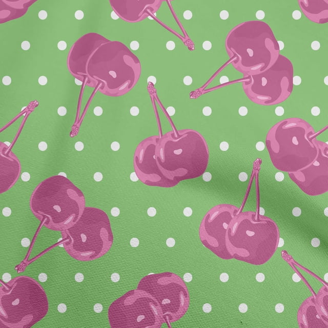 oneOone Polyester Spandex Pink Fabric Cherry Sewing Craft Projects Fabric Prints By Yard 56 Inch Wide