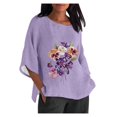 thumbnail image 2 of Blouses pour Femmes, Mode Décontractée de Sensibilisation à la Maladie d'Alzheimer pour Femmes, Chemise/blouse Courte à Manches 3/4 Imprimée en Coton, Coupe Ample, 2 of 4