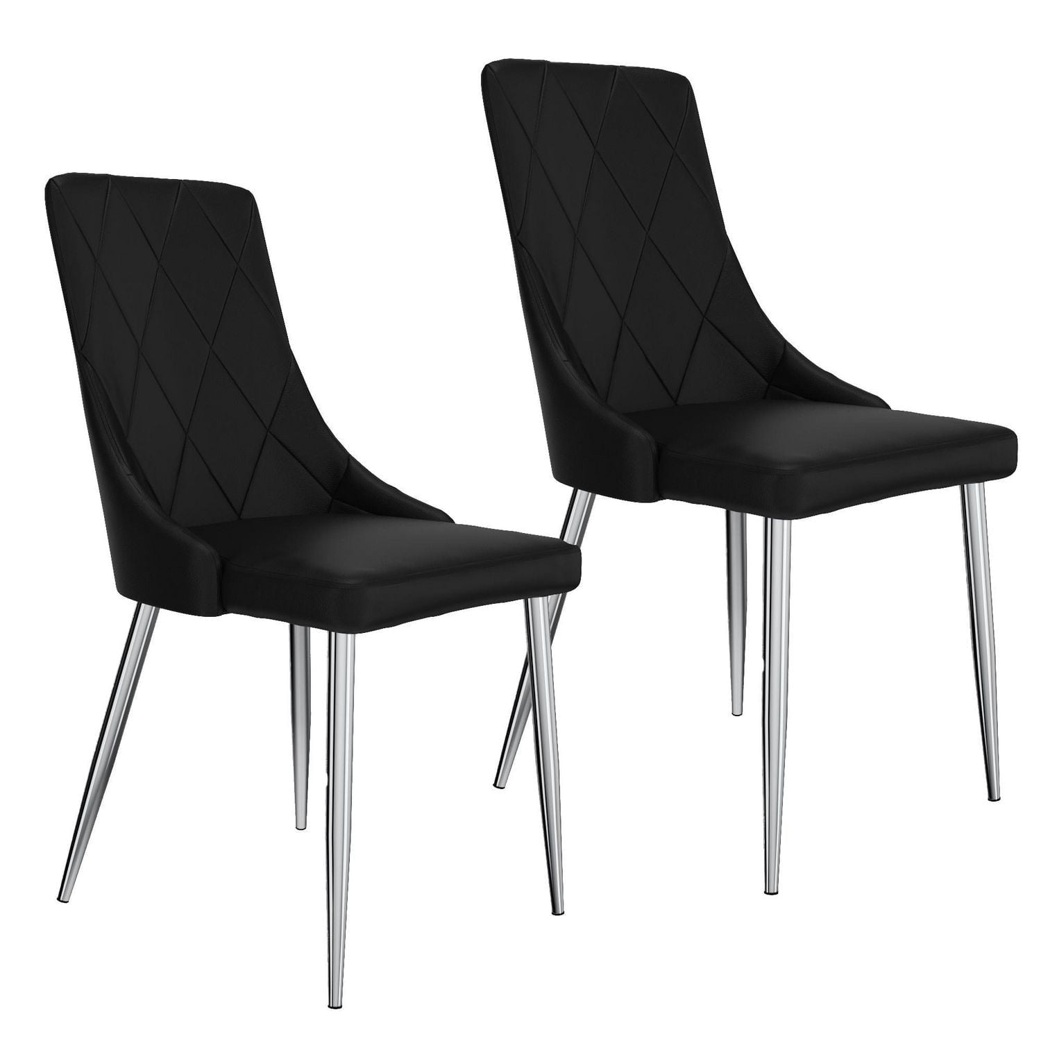 Chaise moderne de mi-siècle, jeu de 2, noir