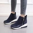 thumbnail image 2 of CEHVOM Bottines Courtes à Plateforme Décontractées à Talons Compensés Zippées pour Femmes Grande Taille, 2 of 8