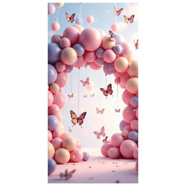 Pastel Colored Balloon Arch with Butterfly Decor Banner Party Decorations Backdrop for Baby Shower Birthday Celebrations Photography Props Event Decor Happy Occasions