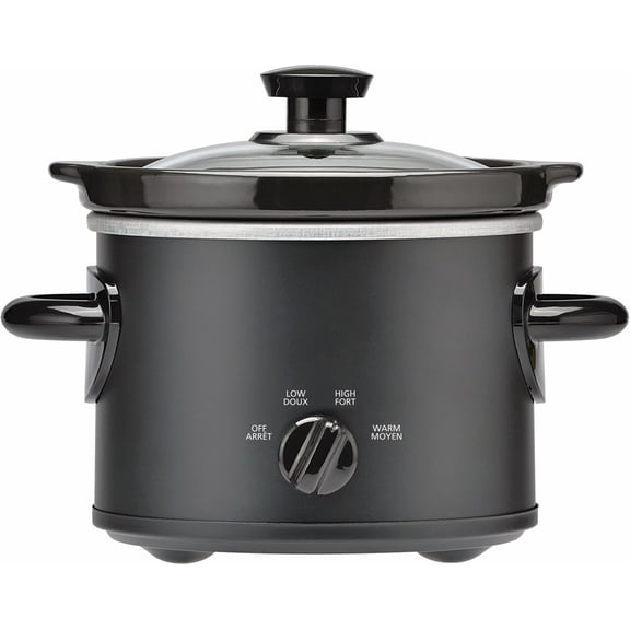 Mainstays 2QT Slow Cooker, Matte Black