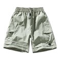 thumbnail image 3 of BADHUB Zipper Pocket Cargo Pants for Men Elastic Waist Drawstring Shorts Lightweight Quick Dry Solid Color Hiking Shorts Clearance Green L, 3 of 6