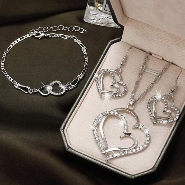 Fridja Clearance Under 5$ Love Pendant Earrings Bracelet Accessory Set