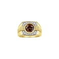 thumbnail image 1 of RYLOS Mens Rings Yellow Gold Plated Silver Designer Round Gemstone &  Diamond Ring Smoky Quartz June Birthstone Rings For Men, Men's Rings, Silver Rings, Sizes 8 - 13, 1 of 7
