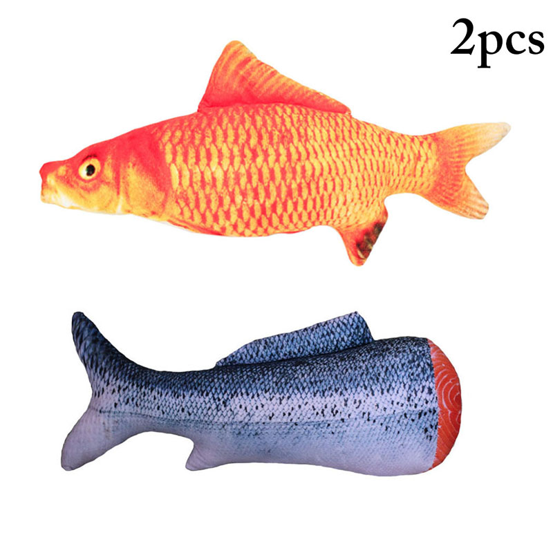 2 Pcs Jouet pour Chat Poisson Créatif Queue de Carpe Brochée en Peluche Herbe à Chat Toy Cat Jouet à Mâcher