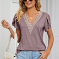 thumbnail image 2 of Pompotops Women's V- Neck Recreational Short Sleeve Tops, 2 of 9