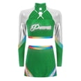 thumbnail image 3 of Aislor Femmes Manches Longues Bretelles Croisées Crop Tops & Jupe de Danse Uniforme de Cheerleading pour Adolescentes Vert P, 3 of 6