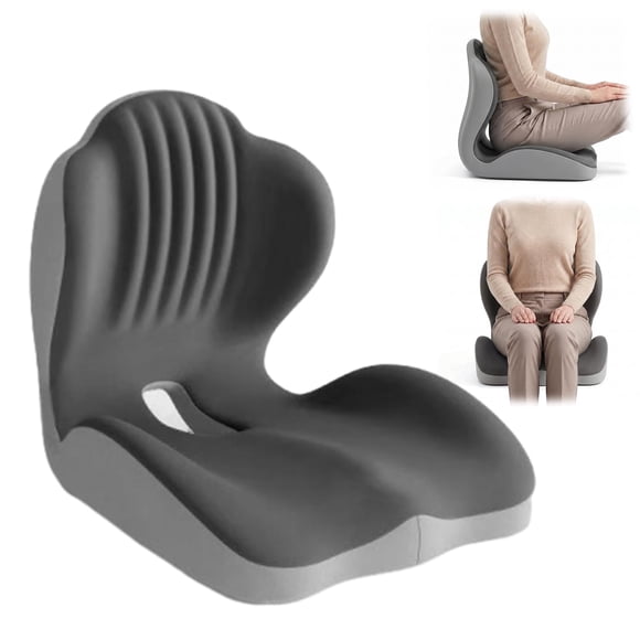 Coussin d'Assise Ergonomique en Mousse à Rebond Lent avec Soutien de la Taille et du Dos, Coussin de Chaise Profilé Monobloc à 5 Zones pour Bureau, Voiture et Confort en Position Assise Toute la Journée