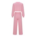 thumbnail image 4 of Survêtements Grande Taille pour Femmes, Mode Décontractée, Manches Longues, Col Rond, Hauts, Ensemble Pantalon, Ensemble de Complet Assorti, S-138 Rose-A S, 4 of 5