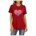 thumbnail image 2 of EGNMCR T-Shirts pour Femmes T-Shirt pour Femmes Cœur Scintillant Graphique Saint-Valentin Manches Courtes T-Shirts Hauts, 2 of 4