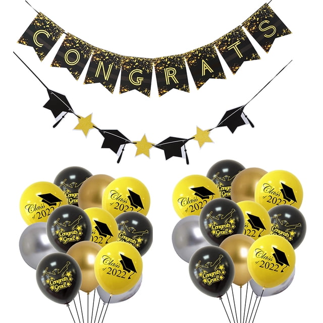 Miangastore Ballons « Congrats Grad » Papier Doré 1 Ensemble 7.1x5.5in