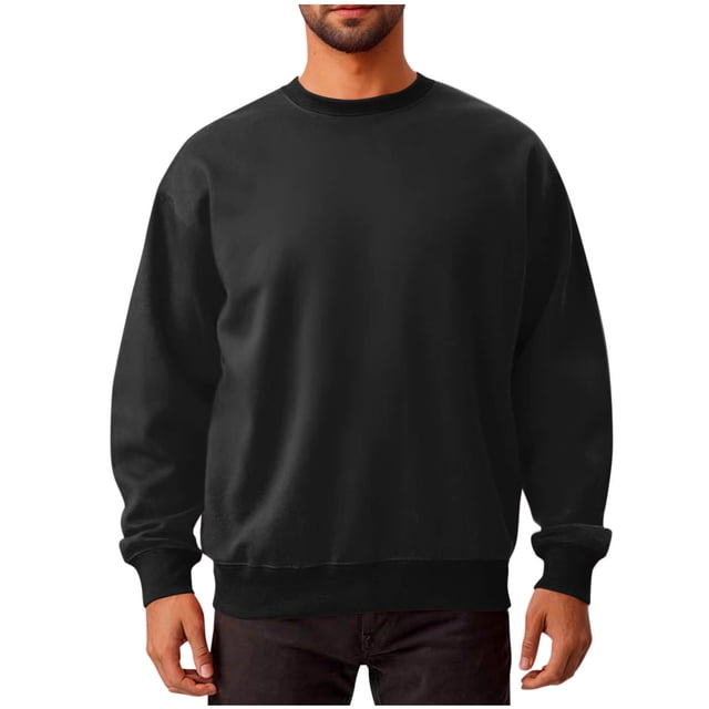cfhntfmh Chandails Molletonnés pour Hommes Grande Taille Décontractés à Col Rond à Manches Longues Hauts Basiques Molleton Doux Chandails Molletonnés Unis
