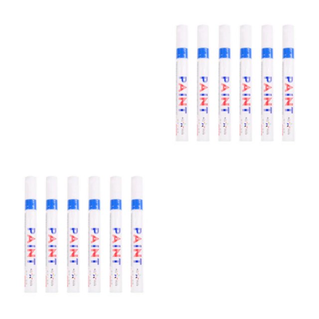 Youkk 6pcs/set Marker Pens Easy To And Waterproof For Wide Range Of Surfaces No Fade Car Paint Pen blue 2Set