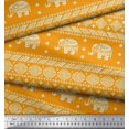 thumbnail image 3 of Soimoi Poly Georgette Fabric Aztec & Tribal Elephant Animal Printed Craft Fabric by the Yard 42 Inch Wide, 3 of 3