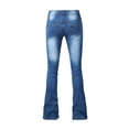 thumbnail image 4 of Jeans à Jambe Droite Jeans Évasés pour Femmes Jeans Coupe Bottillon pour Femmes Jeans Pattes d'Éléphant Taille Haute Extensibles Coupe Ajustée Pattes d'Éléphant Jeans S-20 Bleu Foncé S, 4 of 7