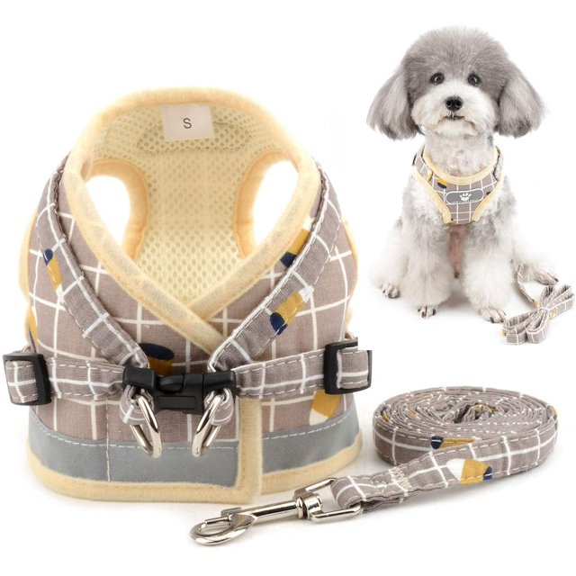 Dog Harnesses for Small Dogs, Puppies, Adjustable, Reflective, No Pulling (Khaki,XS)